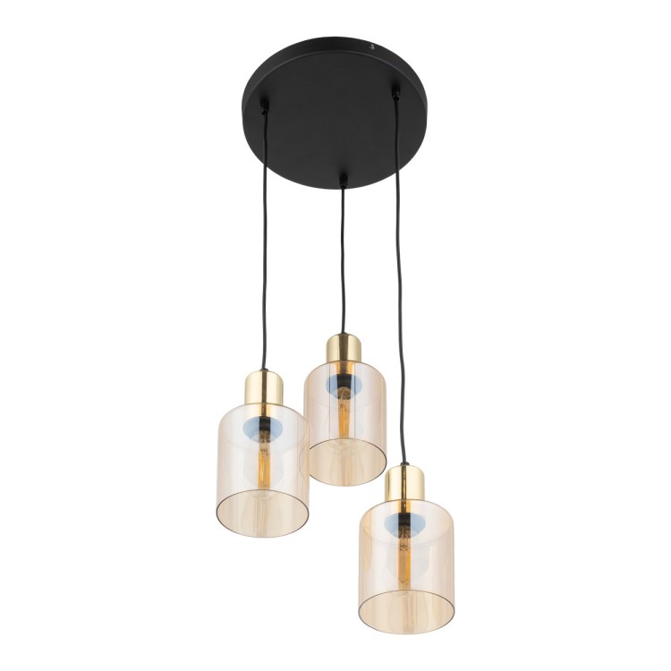 SIERRA GOLD AMBER Lampa wisząca 3 6667 TK Lighting Złoty, Czarny Bursztynowy