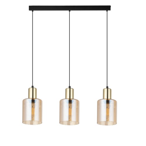 SIERRA GOLD AMBER Lampa wisząca 3 Listwa 6666 TK Lighting Złoty, Czarny Bursztynowy