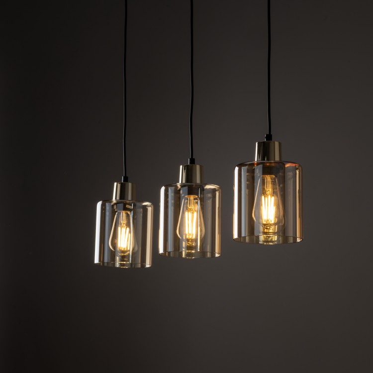 SIERRA GOLD AMBER Lampa wisząca 3 Listwa 6666 TK Lighting Złoty, Czarny Bursztynowy