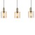 SIERRA GOLD AMBER Lampa wisząca 3 Listwa 6666 TK Lighting Złoty, Czarny Bursztynowy
