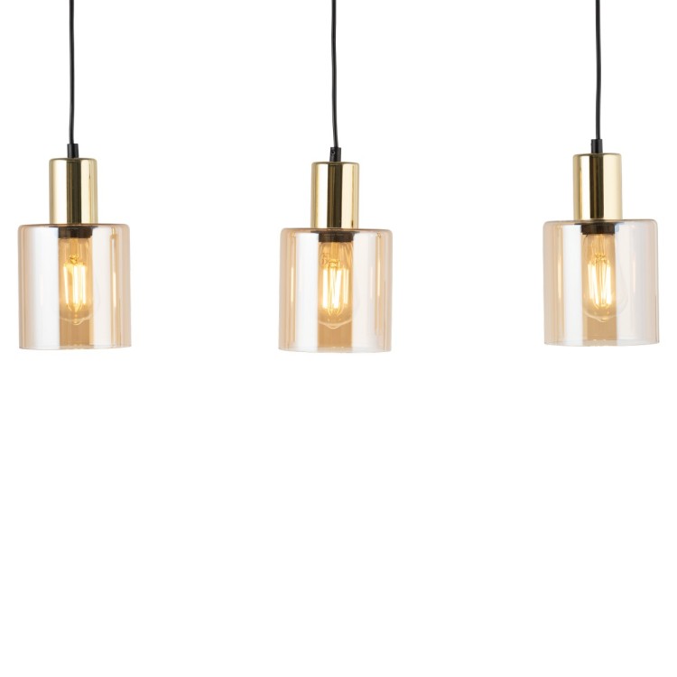 SIERRA GOLD AMBER Lampa wisząca 3 Listwa 6666 TK Lighting Złoty, Czarny Bursztynowy
