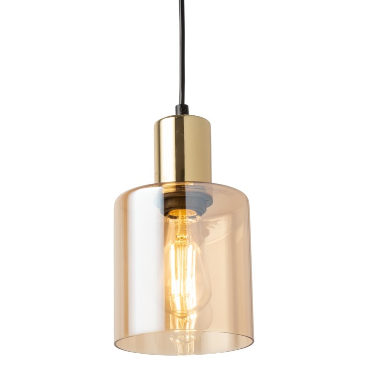 SIERRA GOLD AMBER Lampa wisząca 1 PŁ 6665 TK Lighting Złoty, Czarny Bursztynowy