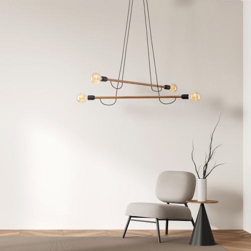 HELIX WOOD ORZECH Lampa wisząca 4 4949 TK Lighting Orzech, Czarny