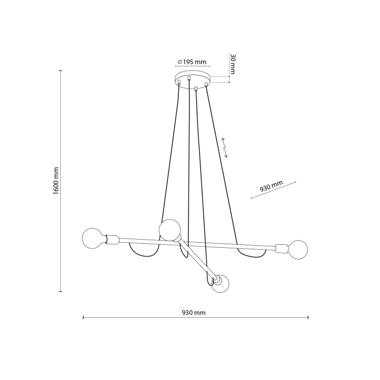 HELIX WOOD ORZECH Lampa wisząca 4 4949 TK Lighting Orzech, Czarny