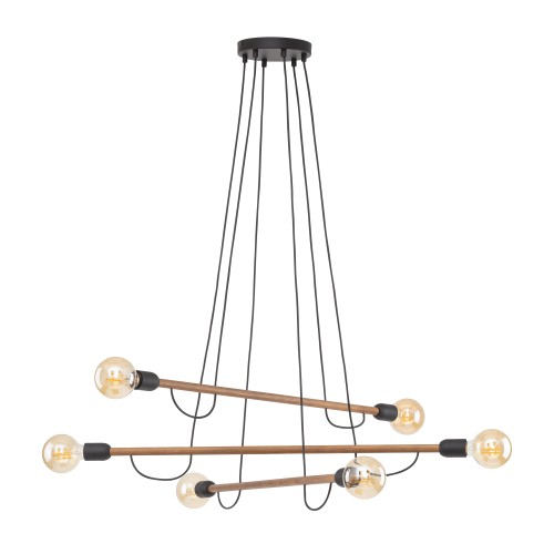 HELIX WOOD ORZECH Lampa wisząca 6 4950 TK Lighting Orzech, Czarny