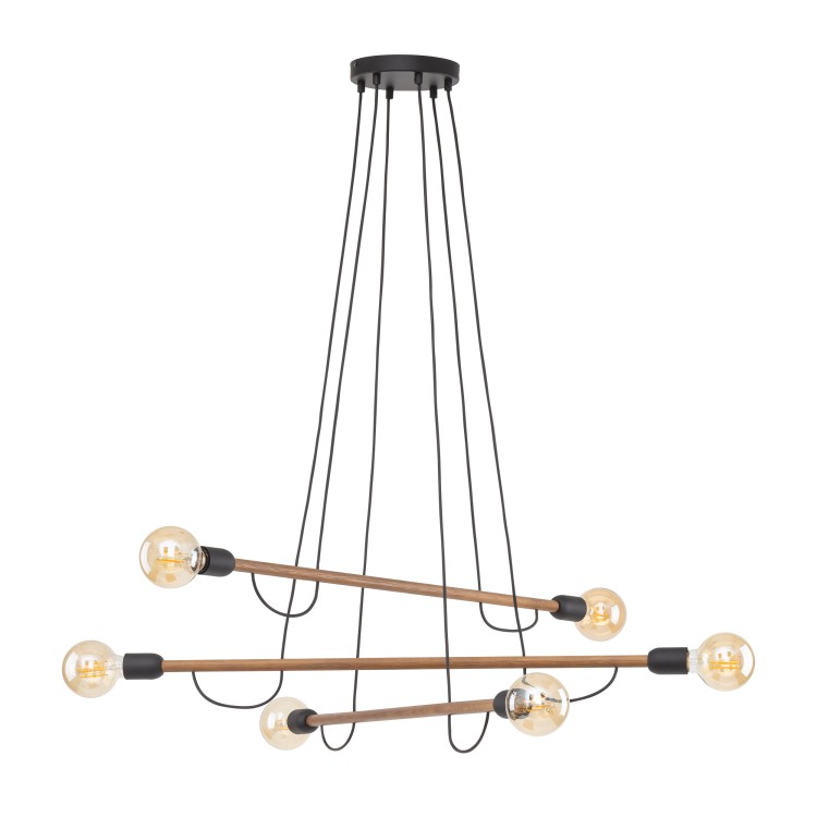 HELIX WOOD ORZECH Lampa wisząca 6 4950 TK Lighting Orzech, Czarny