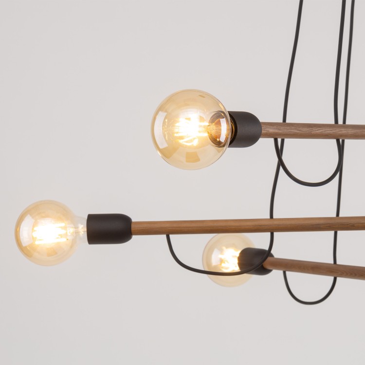 HELIX WOOD ORZECH Lampa wisząca 6 4950 TK Lighting Orzech, Czarny