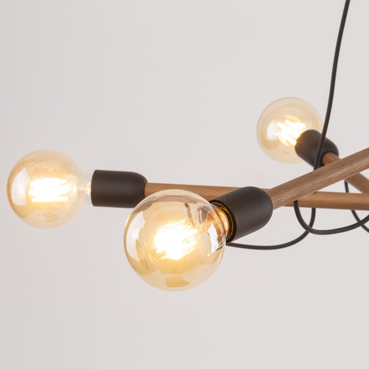 HELIX WOOD ORZECH Lampa wisząca 6 4950 TK Lighting Orzech, Czarny