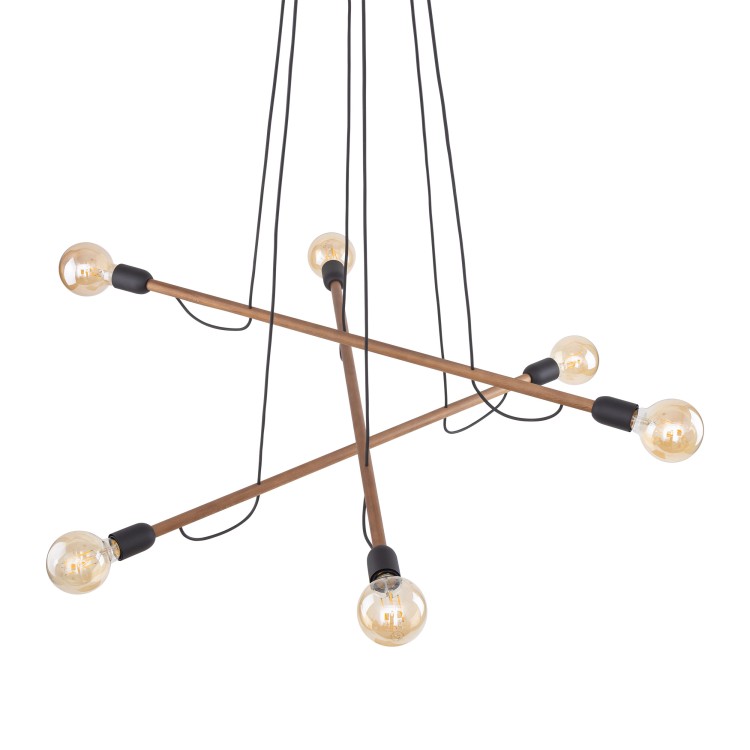 HELIX WOOD ORZECH Lampa wisząca 6 4950 TK Lighting Orzech, Czarny