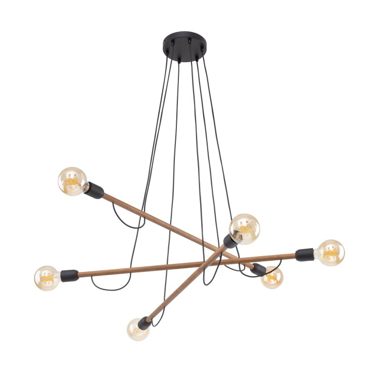 HELIX WOOD ORZECH Lampa wisząca 6 4950 TK Lighting Orzech, Czarny