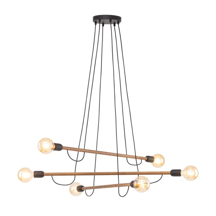 HELIX WOOD ORZECH Lampa wisząca 6 4950 TK Lighting Orzech, Czarny