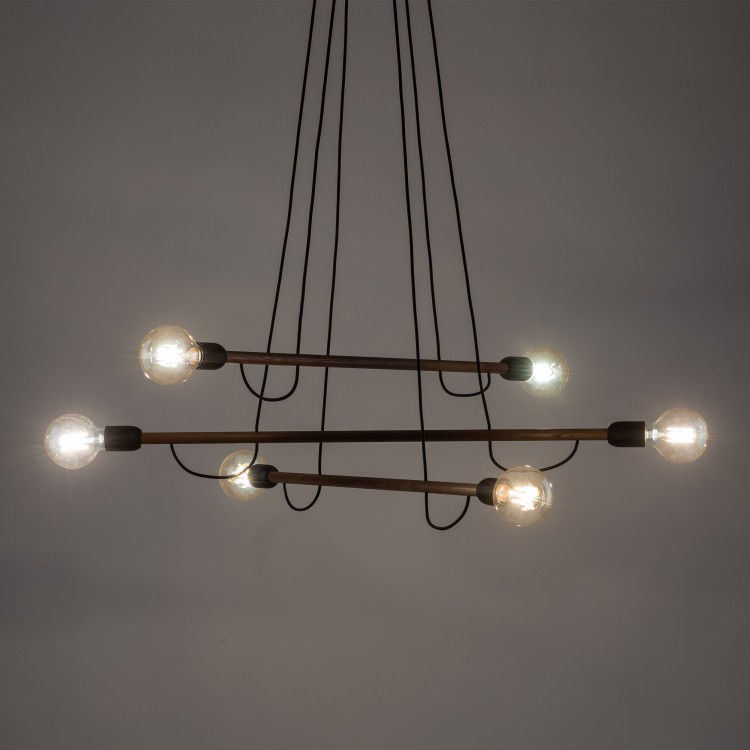 HELIX WOOD ORZECH Lampa wisząca 6 4950 TK Lighting Orzech, Czarny