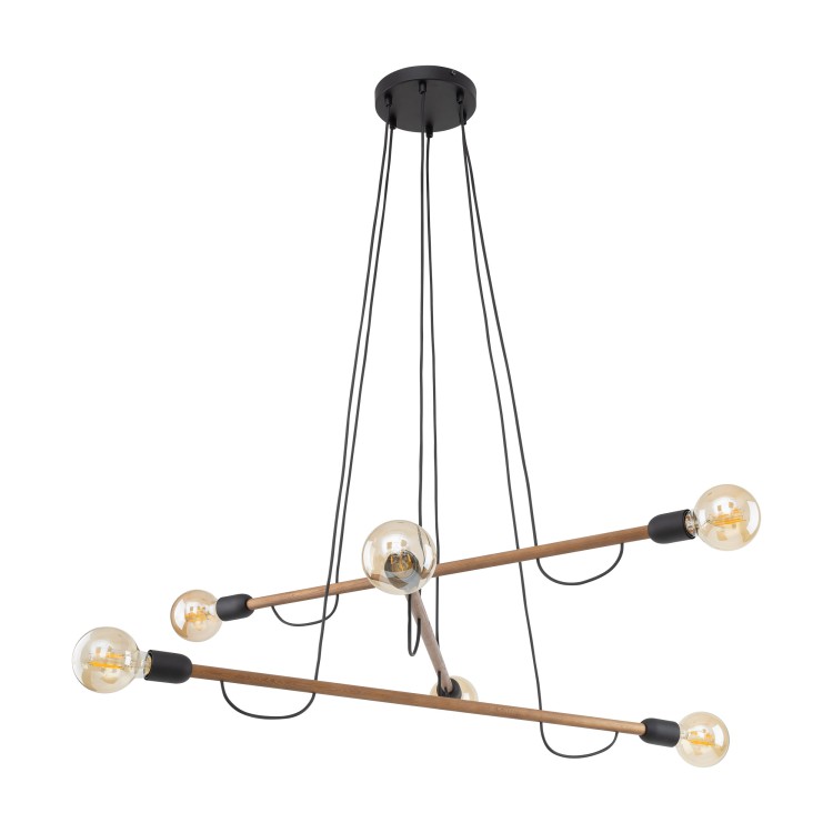 HELIX WOOD ORZECH Lampa wisząca 6 4950 TK Lighting Orzech, Czarny