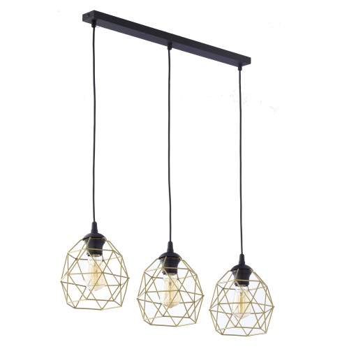 GALAXY BLACK GOLD Lampa wisząca 3 Listwa 3459 TK Lighting Czarny Złoty