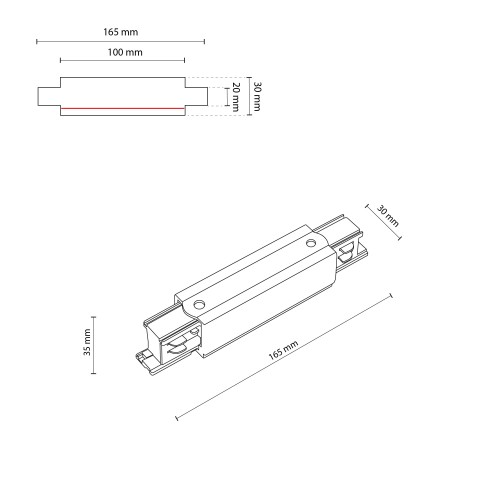 TRACER Trójobwodowy BLACK Łącznik prosty z podłączeniem zasilającym 4532 TK Lighting Czarny