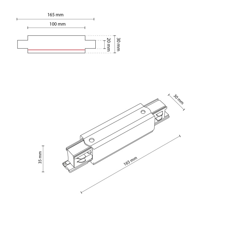 TRACER Trójobwodowy WHITE Łącznik prosty z podłączeniem zasilającym 4531 TK Lighting Biały