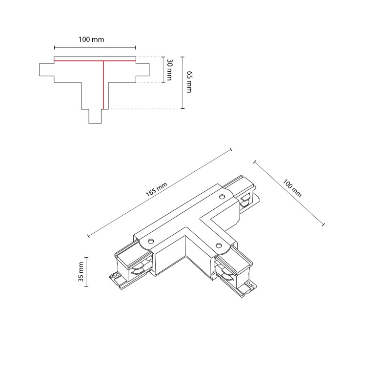 TRACER Trójobwodowy WHITE Łącznik T LEFT-1 3556 TK Lighting Biały