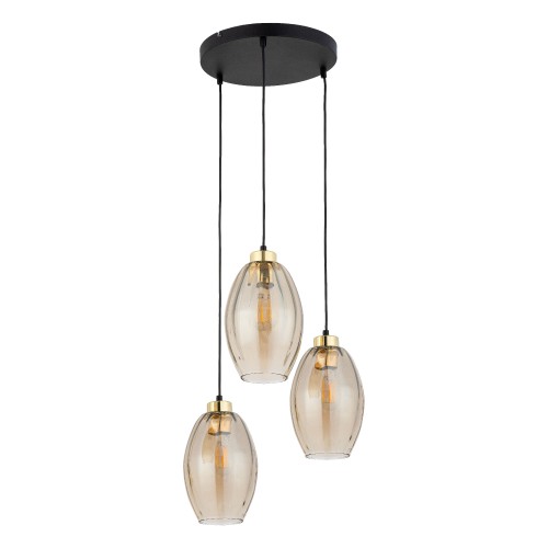 SEBO Lampa wisząca 3XE27Koło 4634 TK Lighting Złoty, Czarny Bursztynowy