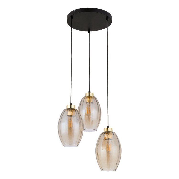 SEBO Lampa wisząca 3XE27Koło 4634 TK Lighting Złoty, Czarny Bursztynowy