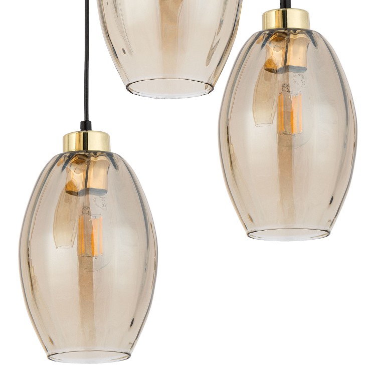 SEBO Lampa wisząca 3XE27Koło 4634 TK Lighting Złoty, Czarny Bursztynowy