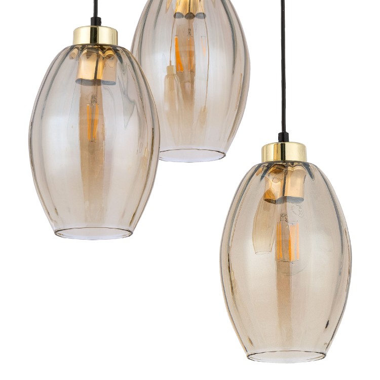 SEBO Lampa wisząca 3XE27Koło 4634 TK Lighting Złoty, Czarny Bursztynowy
