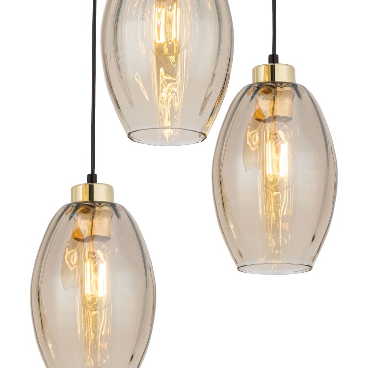 SEBO Lampa wisząca 3XE27Koło 4634 TK Lighting Złoty, Czarny Bursztynowy