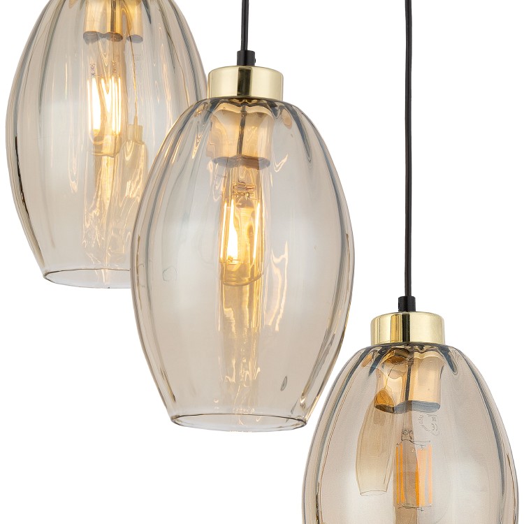 SEBO Lampa wisząca 3XE27Koło 4634 TK Lighting Złoty, Czarny Bursztynowy