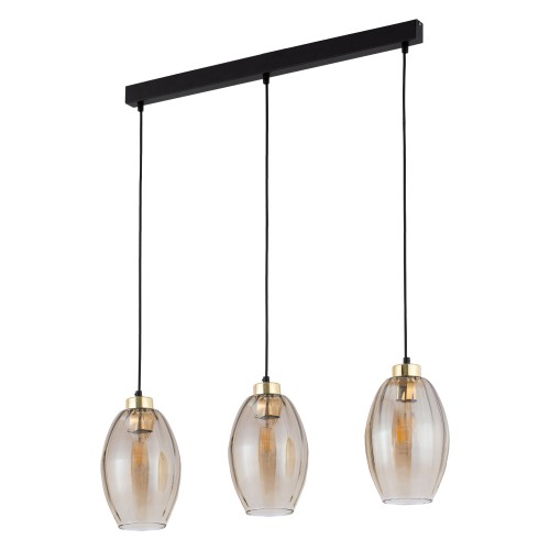 SEBO Lampa wisząca 3 Listwa 4635 TK Lighting Złoty, Czarny Bursztynowy