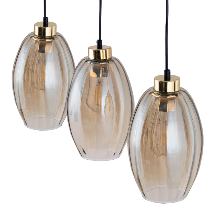 SEBO Lampa wisząca 3 Listwa 4635 TK Lighting Złoty, Czarny Bursztynowy
