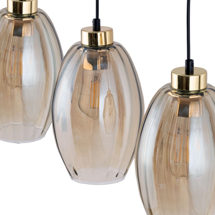 SEBO Lampa wisząca 3 Listwa 4635 TK Lighting Złoty, Czarny Bursztynowy
