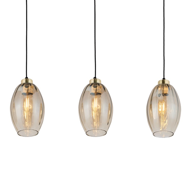 SEBO Lampa wisząca 3 Listwa 4635 TK Lighting Złoty, Czarny Bursztynowy