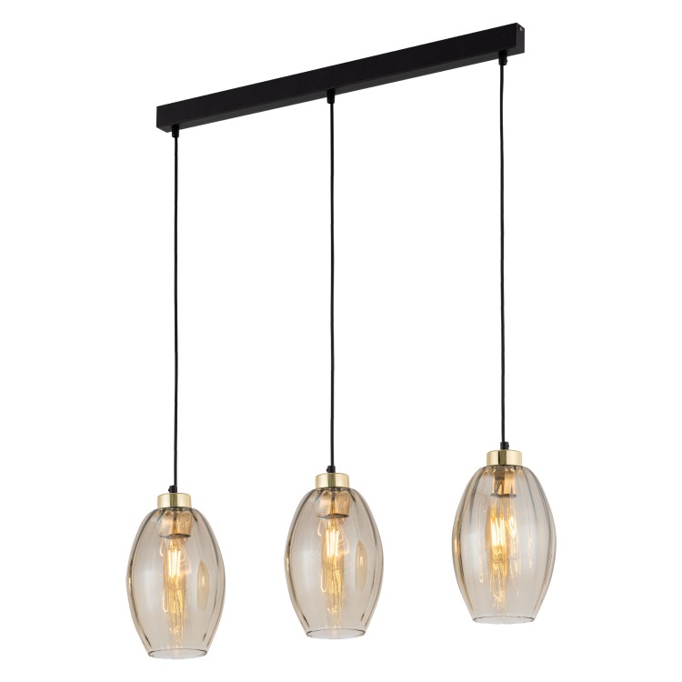 SEBO Lampa wisząca 3 Listwa 4635 TK Lighting Złoty, Czarny Bursztynowy