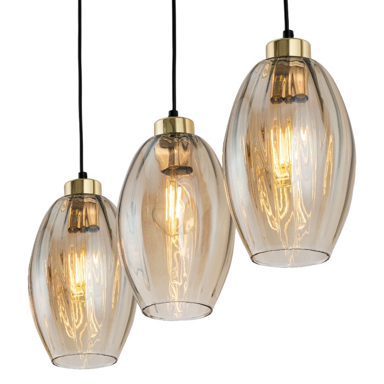 SEBO Lampa wisząca 3 Listwa 4635 TK Lighting Złoty, Czarny Bursztynowy