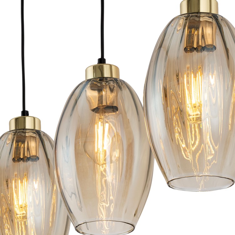 SEBO Lampa wisząca 3 Listwa 4635 TK Lighting Złoty, Czarny Bursztynowy