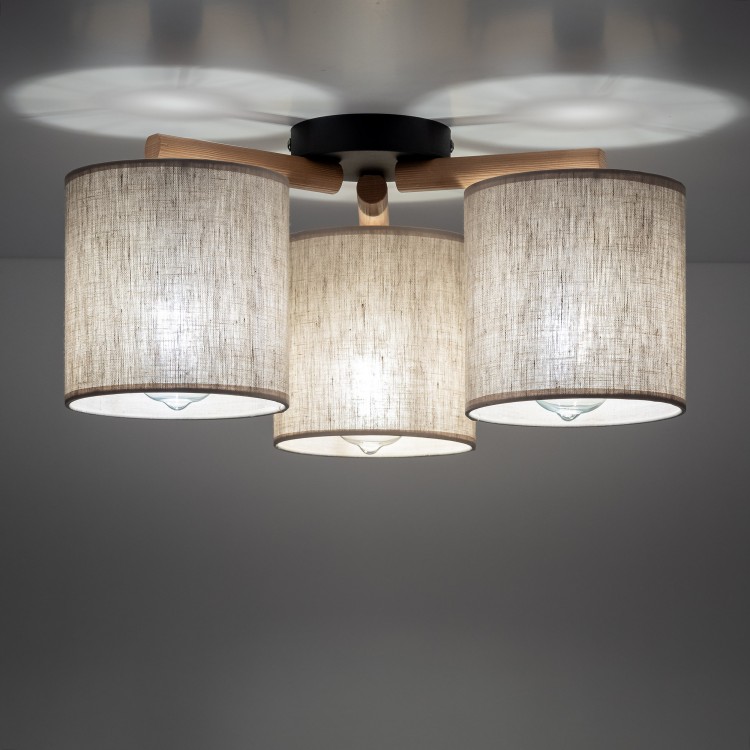DEVA NATURE Lampa sufitowa 3 6865 TK Lighting Sosna, Czarny Len