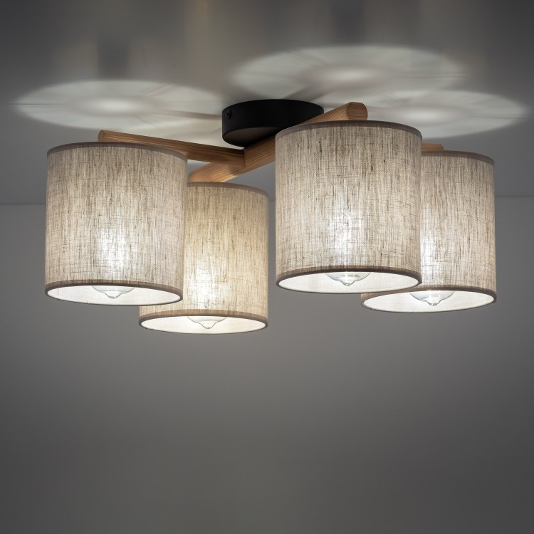 DEVA NATURE Lampa sufitowa 4 6866 TK Lighting Szary, Czarny Len
