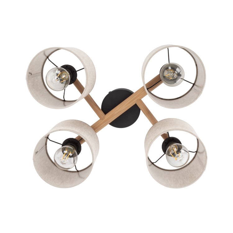 DEVA NATURE Lampa sufitowa 4 6866 TK Lighting Szary, Czarny Len