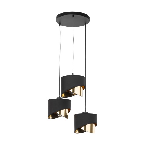 GRANT BLACK Lampa wisząca 3 4876 TK Lighting Czarny Złoty, Czarny