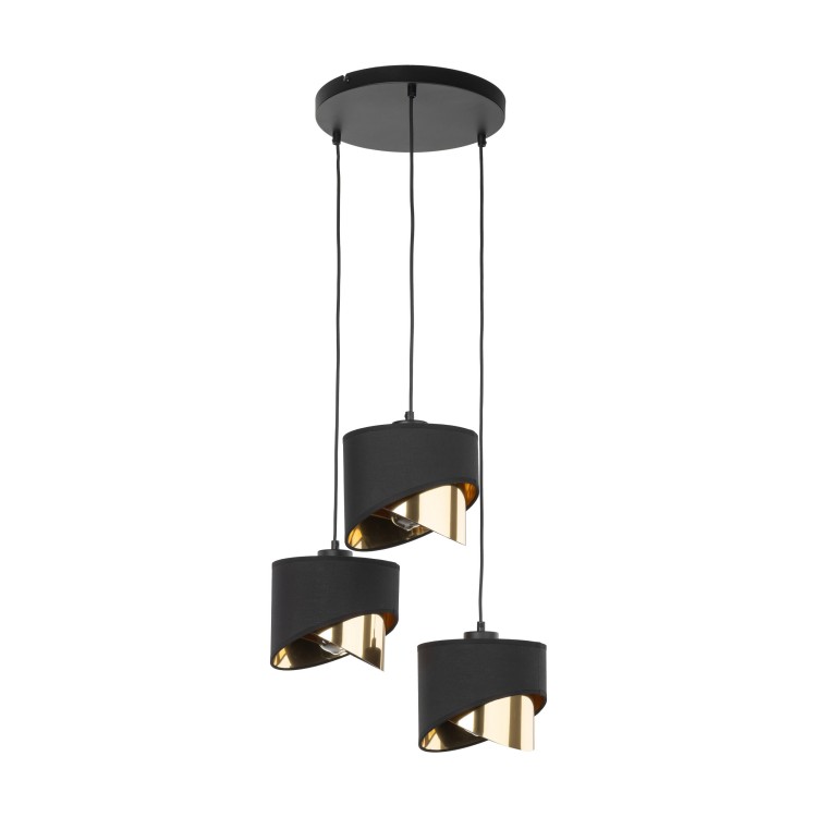GRANT BLACK Lampa wisząca 3 4876 TK Lighting Czarny Złoty, Czarny