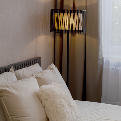 HARMONY NATURE Lampa podłogowa 1 5890 TK Lighting Czarny Juta, Czarny