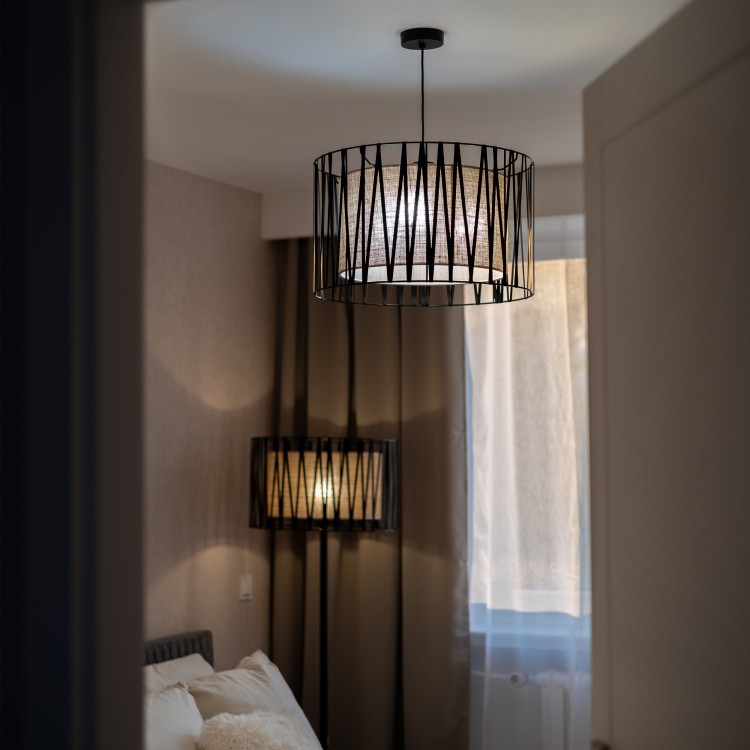 HARMONY NATURE Lampa podłogowa 1 5890 TK Lighting Czarny Juta, Czarny