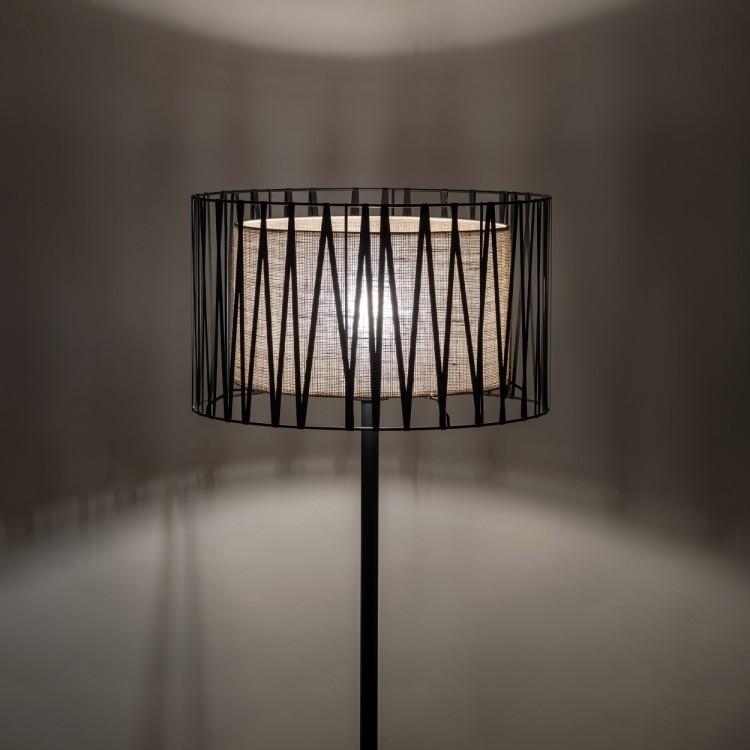 HARMONY NATURE Lampa podłogowa 1 5890 TK Lighting Czarny Juta, Czarny