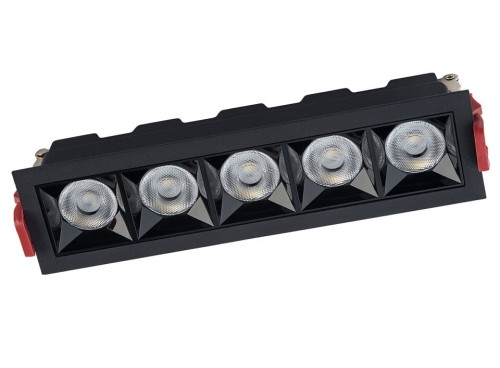Oprawa liniowa Lampa spot punktowa MIDI LED BLACK 10062 NOWODVORSKI Lighting 20W 3000K Loft nowoczesna sufitowa oświetlenie z soczewkami nie oślepia nie oślepiająca barwa ciepła ciepły biały podtynkowa czarna z zasilaczem Inspiracje Premium