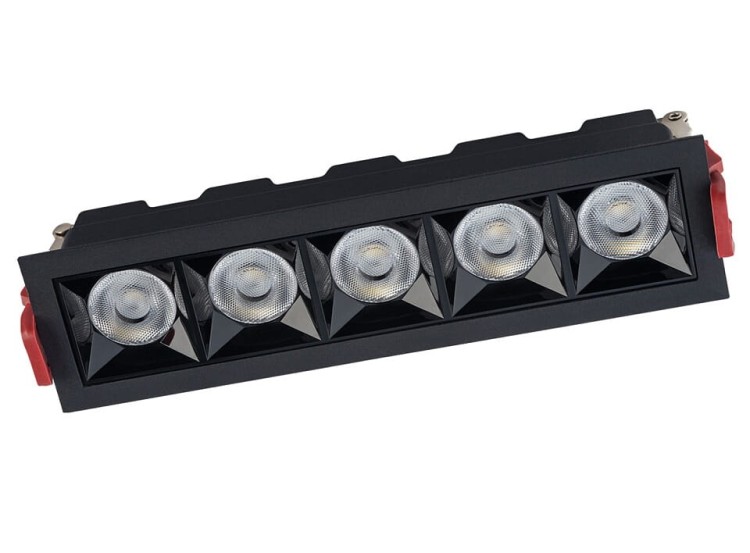 Oprawa liniowa Lampa spot punktowa MIDI LED BLACK 10062 NOWODVORSKI Lighting 20W 3000K Loft nowoczesna sufitowa oświetlenie z soczewkami nie oślepia nie oślepiająca barwa ciepła ciepły biały podtynkowa czarna z zasilaczem Inspiracje Premium