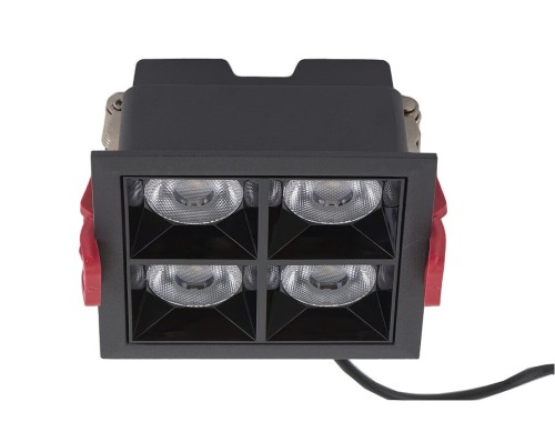 Oprawa kwadratowa Lampa spot punktowa MIDI LED BLACK RECESSED 10064 NOWODVORSKI Lighting 16W 4000K Loft nowoczesna sufitowa oświetlenie z soczewkami nie oślepia nie oślepiająca barwa dzienna neutralna podtynkowa czarna z zasilaczem Inspiracje Premium