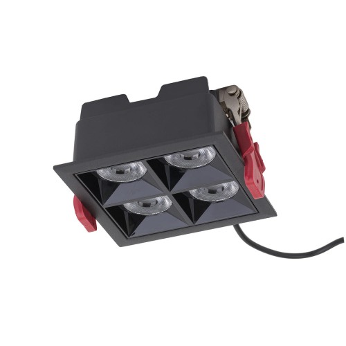 Oprawa kwadratowa Lampa spot punktowa MIDI LED BLACK RECESSED 10064 NOWODVORSKI Lighting 16W 4000K Loft nowoczesna sufitowa oświetlenie z soczewkami nie oślepia nie oślepiająca barwa dzienna neutralna podtynkowa czarna z zasilaczem Inspiracje Premium