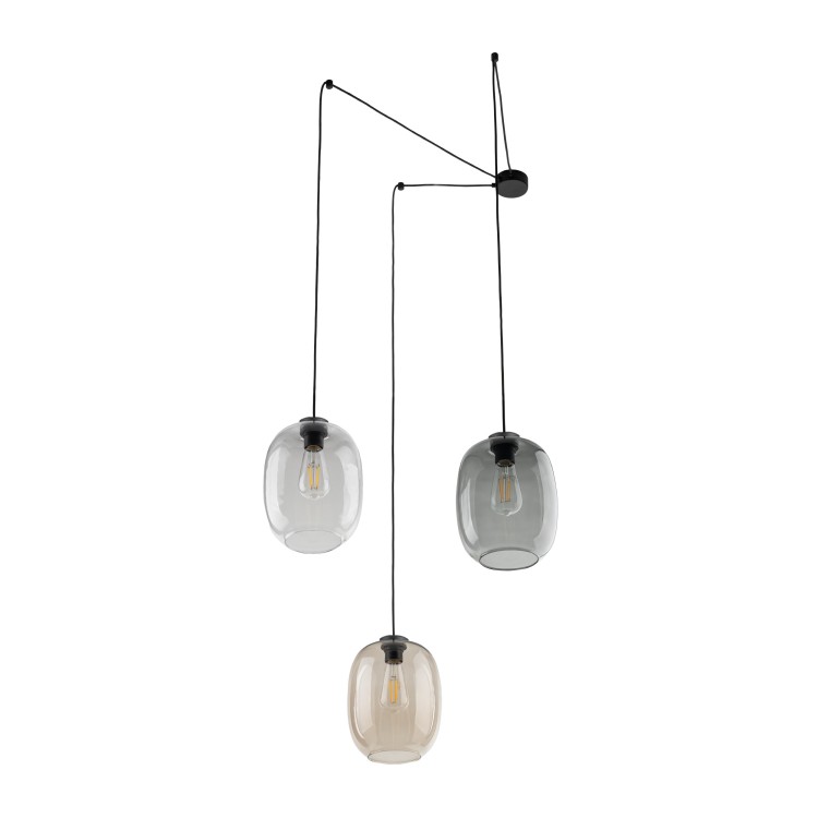 ELIO MIX Lampa wisząca 3 5972 TK Lighting Czarny Transparentny, Topaz, Grafitowy