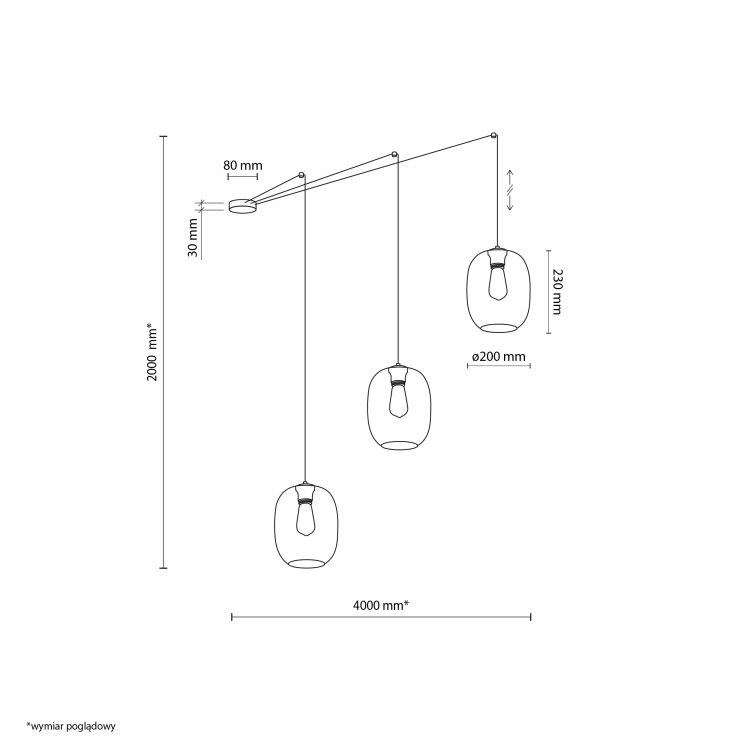 ELIO MIX Lampa wisząca 3 5972 TK Lighting Czarny Transparentny, Topaz, Grafitowy