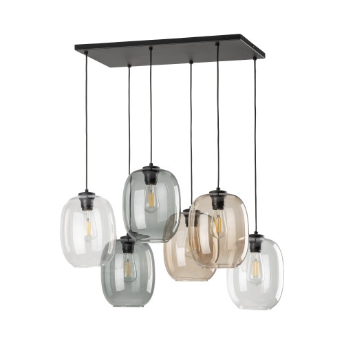 ELIO MIX Lampa wisząca 6 5974 TK Lighting Czarny Transparentny, Topaz, Grafitowy