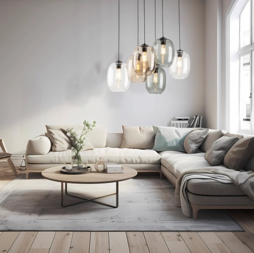 ELIO MIX Lampa wisząca 6 5974 TK Lighting Czarny Transparentny, Topaz, Grafitowy